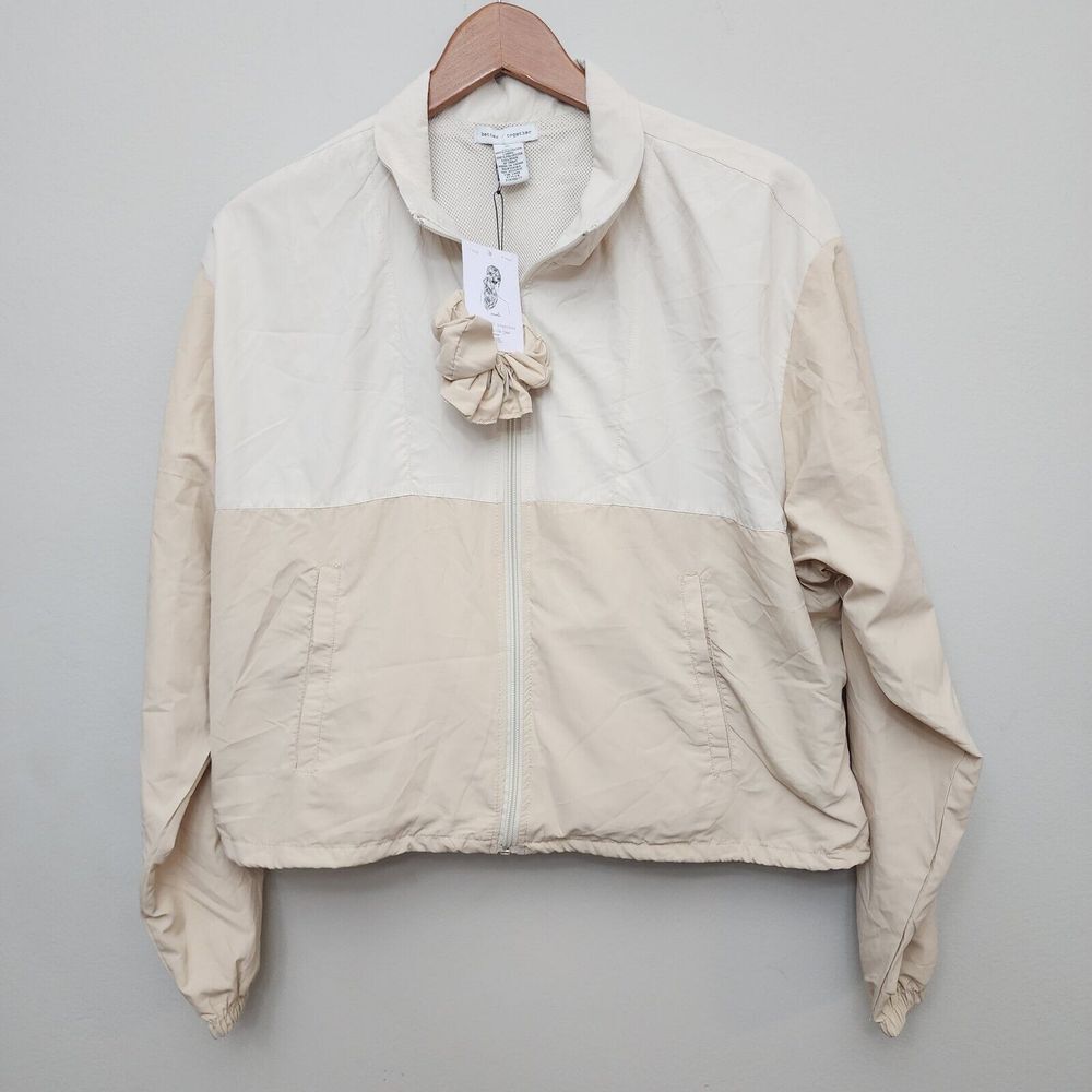 Better Together Cropped‎ Tan Beige Windbreaker Jacket Size XL Scrunchy NEW